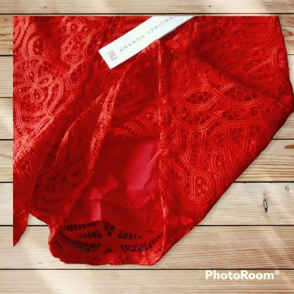 AMANDA UPRICHARD LACEY LACE PANEL CROCHET HIGH RISE SHORTS "POPPY SHORTS" - Picture 12 of 13